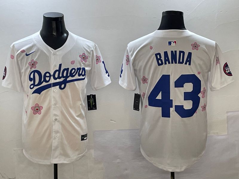 Men Los Angeles Dodgers #43 Banda White Sakura Edition 2025 Nike MLB Jersey style 1->los angeles dodgers->MLB Jersey